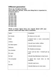 English worksheet: different generations