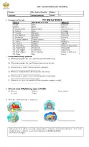 English Worksheet: my city