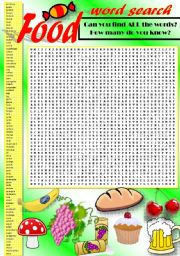 FOOD WORD SEARCH (Part I)