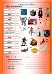 Vocabulary Matching Worksheet: Halloween