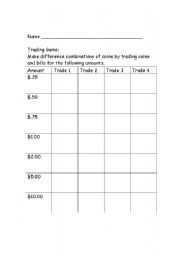 English worksheet: The Trading Game