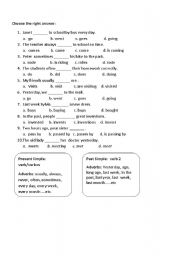 English worksheet: present simple and simple past