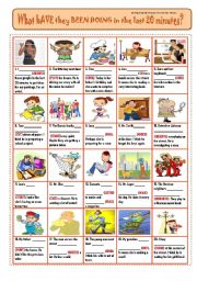 English Worksheet: WHAT HAVE THEY BEEN DOING? PiCtUrE sToRy!