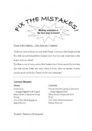 English worksheet: Fix the mistakes