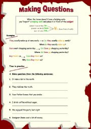 English Worksheet: Making Questions 2