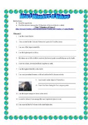 English Worksheet: new 7 wonders of nature