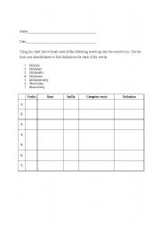English Worksheet: Militarism - prefix, suffix, and root word disection