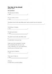 English worksheet: song the end of the world
