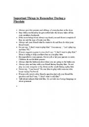 English Worksheet: Playdate Rules