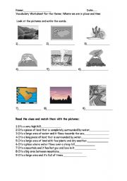 English worksheet: geographical feuatures