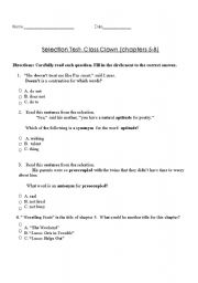 English worksheet: Class Clown - Selection test