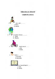 English worksheet: Adjective and Adverbs