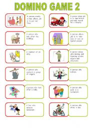 English Worksheet: descriptive jobs ( domino game )  part 2  ( 2 pages )