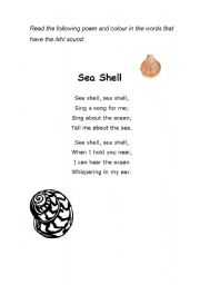 English Worksheet: Sea Shell Poem - 