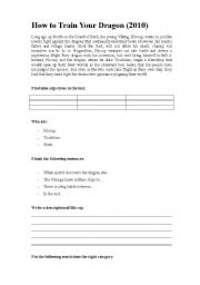English Worksheet: How to Train Your Dragon - worksheet to accompany video trailer
