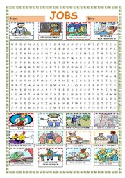 English Worksheet: Job Word Search