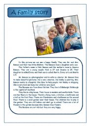 English Worksheet: A family story