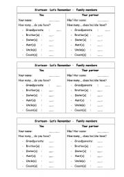 English Worksheet: Practice speaking on family members