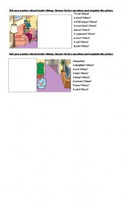 English Worksheet: Ask and Answer about Sarahs things