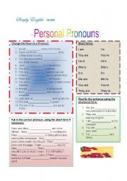 English Worksheet: Personal Pronouns - Part 3