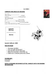 English Worksheet: Zorro activity Episode 1 Season 1