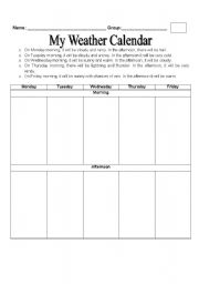 English Worksheet: Weather Calendar