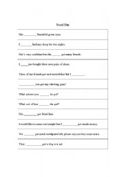 English Worksheet: Board Slap game for has, have, hasnt and havent