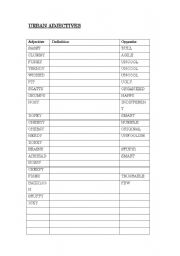 English Worksheet: Urban Adjectivves