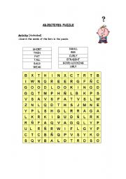 English Worksheet: Adjectives Puzzle