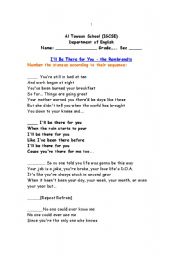 song worksheet - friends