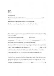 English Worksheet: Popular Music