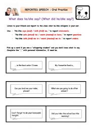English Worksheet: CARDS - Reported Speech: Oral practice. 