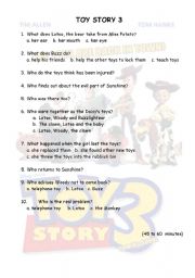 English Worksheet: toy story 3 from 45 to 60 minutes