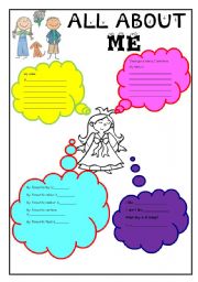 English Worksheet: all about me for girls