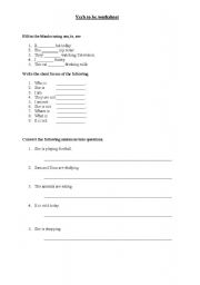 English Worksheet: Verb to be worksheets