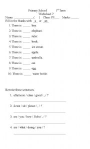 English worksheet: Articles