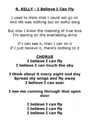 English Worksheet: I BELIEVE I CAN FLY - STRIPS OF PAPER