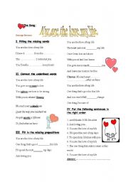 English worksheet: The song: You are the love of my life
