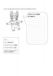 English worksheet: Personal Information. Read and Write