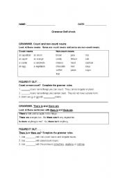 English Worksheet: Count - Noncount grammar self check