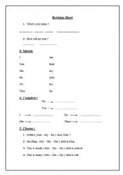 English Worksheet: English revision sheet