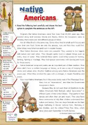 Native Americans  -  Reading for Upper Elementary & Lower Intermediate Stds.