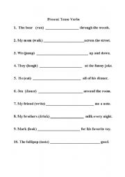 English Worksheet: Present Tense Verbs