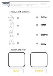 English Worksheet: family