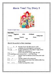English Worksheet: Toy Story 3 movie worksheet
