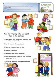 CLASSROOM RULES - a back to school worksheet (2/3 ws)