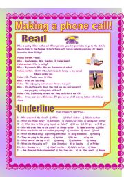 English Worksheet: Making a phone call!