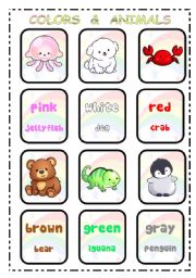 COLORS & AND ANIMALS - flash cards