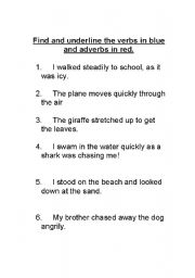 English Worksheet: Verbs and Adverbs