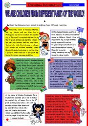 We are children from different parts of the World! (5 pages + Answer Key)